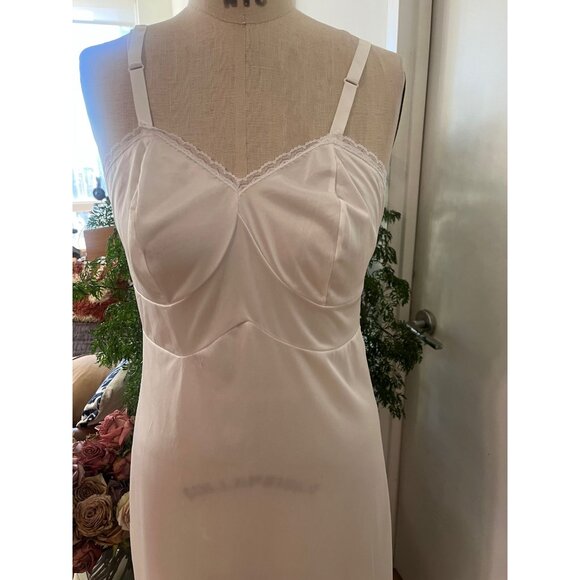 Vintage Nancy King Full Slip In White Size 36 - Picture 2 of 9